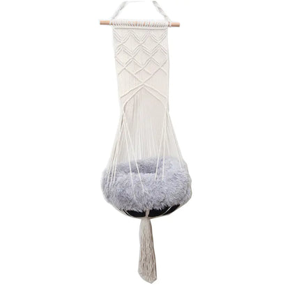 Bohemian Cat Swing Pet Bed with Handmade Lace Design
