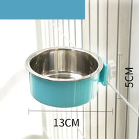 Stainless Steel Hanging Cat Water Bowl with Neck Guard