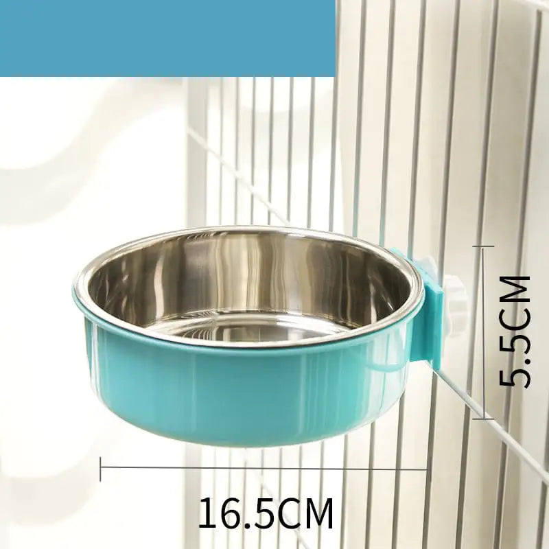 Stainless Steel Hanging Cat Water Bowl with Neck Guard