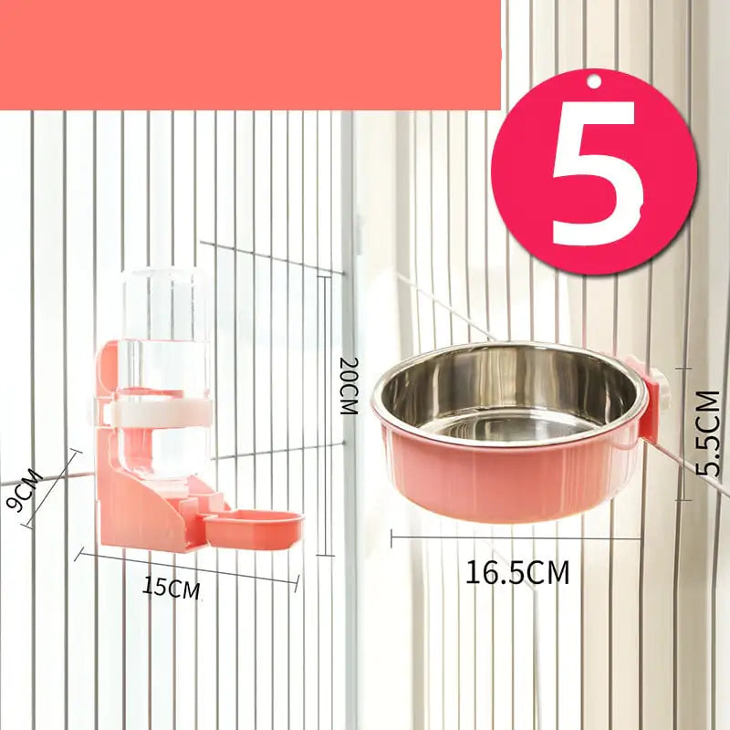 Stainless Steel Hanging Cat Water Bowl with Neck Guard