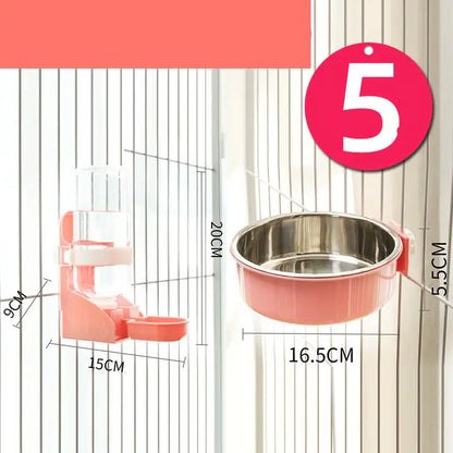 Stainless Steel Hanging Cat Water Bowl with Neck Guard