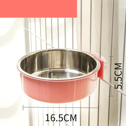 Stainless Steel Hanging Cat Water Bowl with Neck Guard