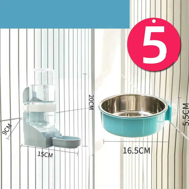 Stainless Steel Hanging Cat Water Bowl with Neck Guard